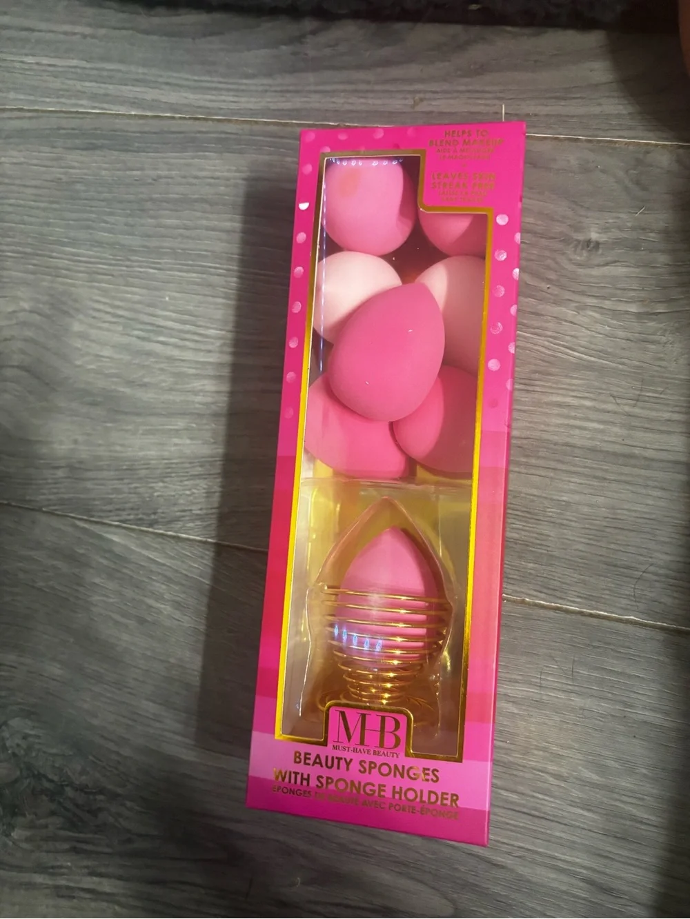 Pink Blending Sponge Set with Gold Holder